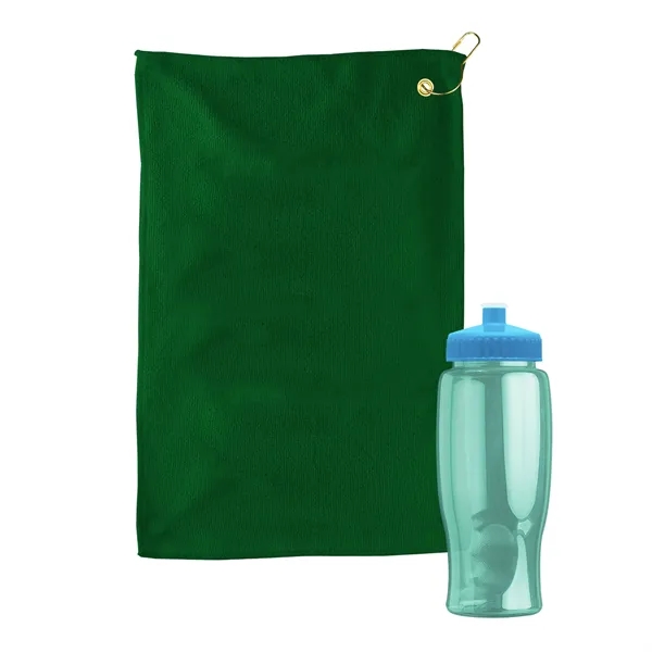 27 oz. Poly-pure transparent bottle with microfiber golf towel. Towel is... from ASI 40480 Koozie Group