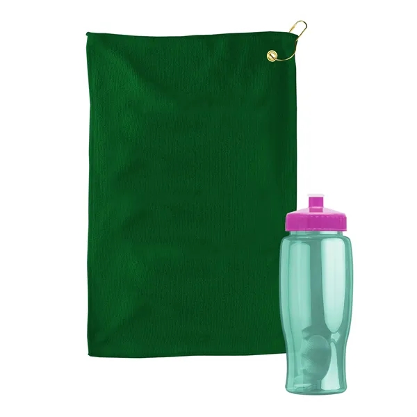 27 oz. Poly-pure transparent bottle with microfiber golf towel. Towel is... from ASI 40480 Koozie Group