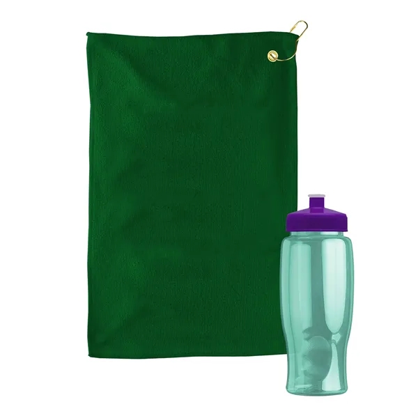 27 oz. Poly-pure transparent bottle with microfiber golf towel. Towel is... from ASI 40480 Koozie Group