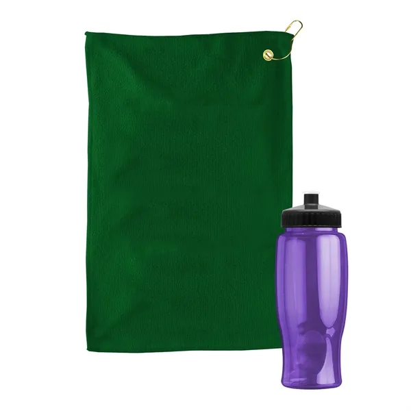 27 oz. Poly-pure transparent bottle with microfiber golf towel. Towel is... from ASI 40480 Koozie Group