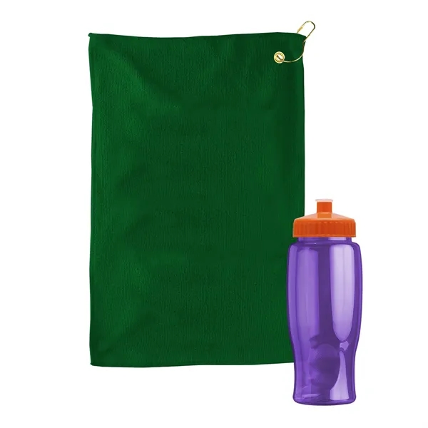 27 oz. Poly-pure transparent bottle with microfiber golf towel. Towel is... from ASI 40480 Koozie Group
