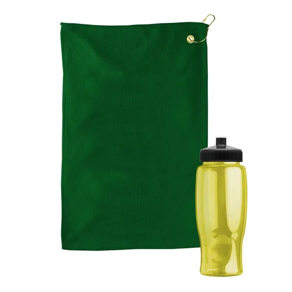 27 oz. Poly-pure transparent bottle with microfiber golf towel. Towel is... from ASI 40480 Koozie Group