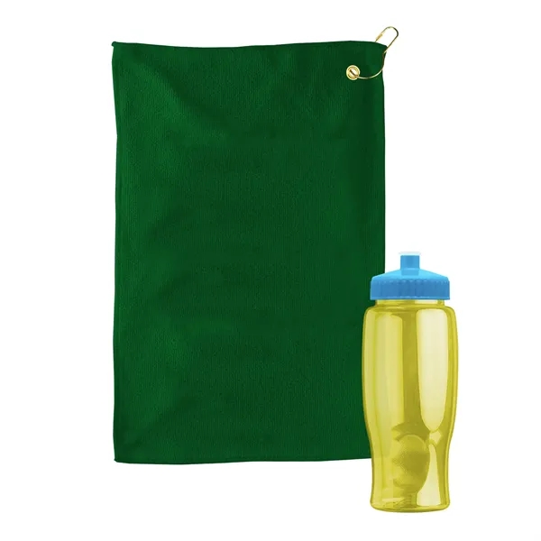 27 oz. Poly-pure transparent bottle with microfiber golf towel. Towel is... from ASI 40480 Koozie Group