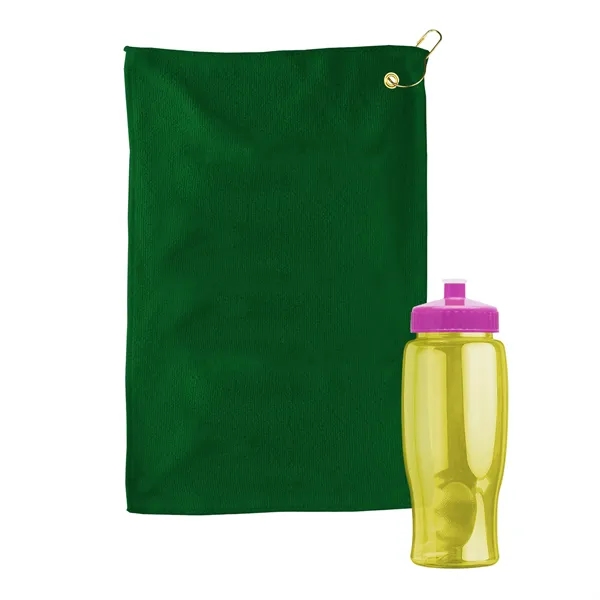 27 oz. Poly-pure transparent bottle with microfiber golf towel. Towel is... from ASI 40480 Koozie Group