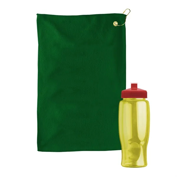 27 oz. Poly-pure transparent bottle with microfiber golf towel. Towel is... from ASI 40480 Koozie Group