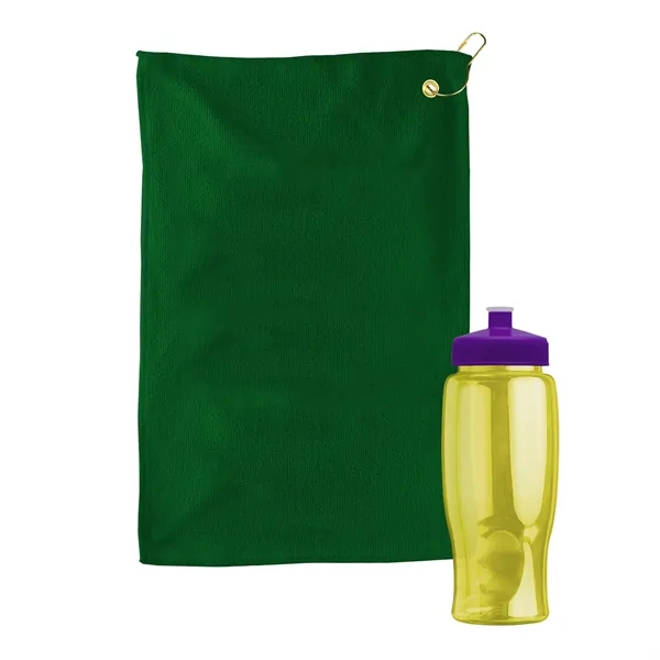 27 oz. Poly-pure transparent bottle with microfiber golf towel. Towel is... from ASI 40480 Koozie Group