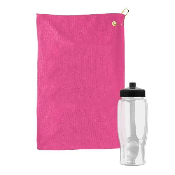 27 oz. Poly-pure transparent bottle with microfiber golf towel. Towel is... from ASI 40480 Koozie Group