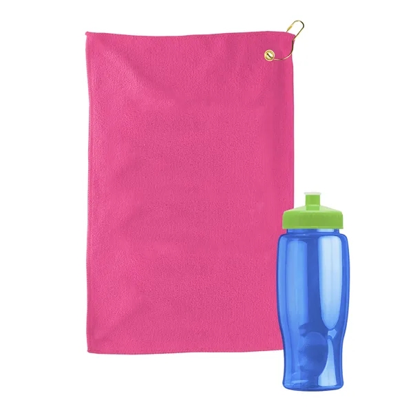 27 oz. Poly-pure transparent bottle with microfiber golf towel. Towel is... from ASI 40480 Koozie Group