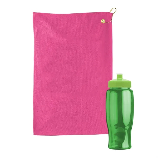 27 oz. Poly-pure transparent bottle with microfiber golf towel. Towel is... from ASI 40480 Koozie Group