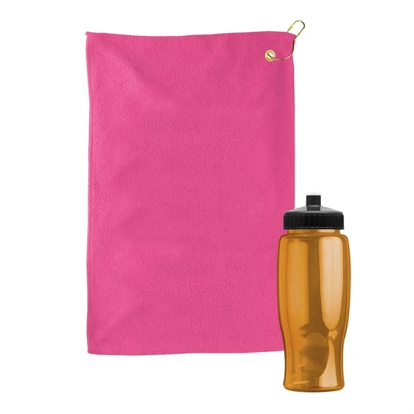 27 oz. Poly-pure transparent bottle with microfiber golf towel. Towel is... from ASI 40480 Koozie Group