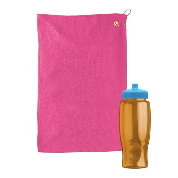 27 oz. Poly-pure transparent bottle with microfiber golf towel. Towel is... from ASI 40480 Koozie Group