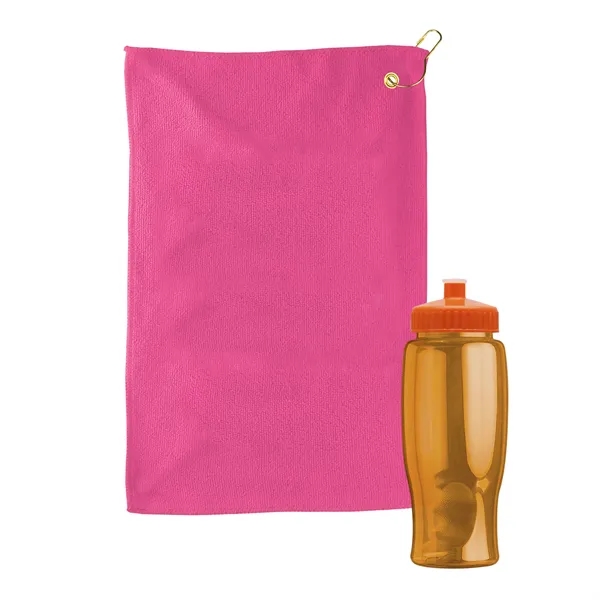 27 oz. Poly-pure transparent bottle with microfiber golf towel. Towel is... from ASI 40480 Koozie Group