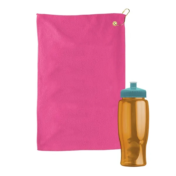 27 oz. Poly-pure transparent bottle with microfiber golf towel. Towel is... from ASI 40480 Koozie Group