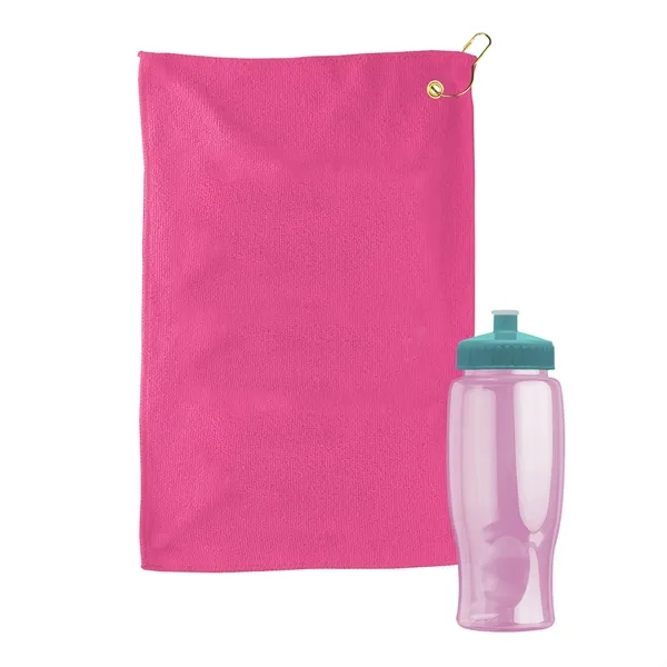 27 oz. Poly-pure transparent bottle with microfiber golf towel. Towel is... from ASI 40480 Koozie Group