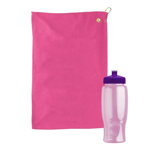 27 oz. Poly-pure transparent bottle with microfiber golf towel. Towel is... from ASI 40480 Koozie Group