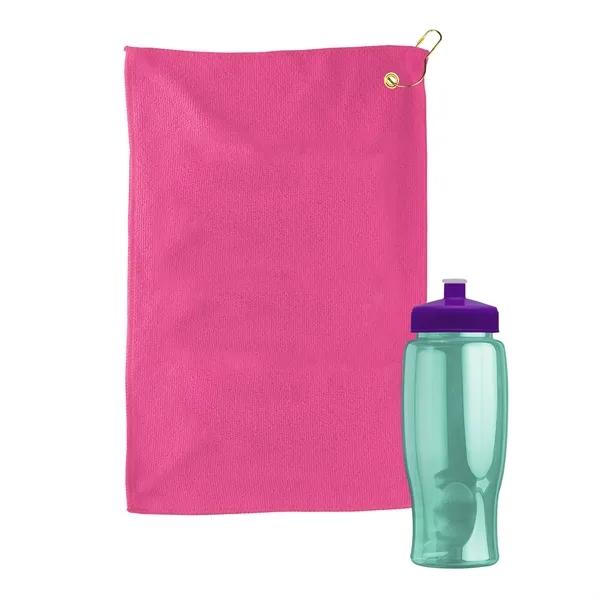 27 oz. Poly-pure transparent bottle with microfiber golf towel. Towel is... from ASI 40480 Koozie Group