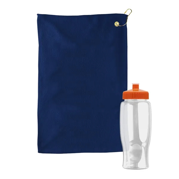27 oz. Poly-pure transparent bottle with microfiber golf towel. Towel is... from ASI 40480 Koozie Group