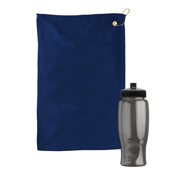 27 oz. Poly-pure transparent bottle with microfiber golf towel. Towel is... from ASI 40480 Koozie Group