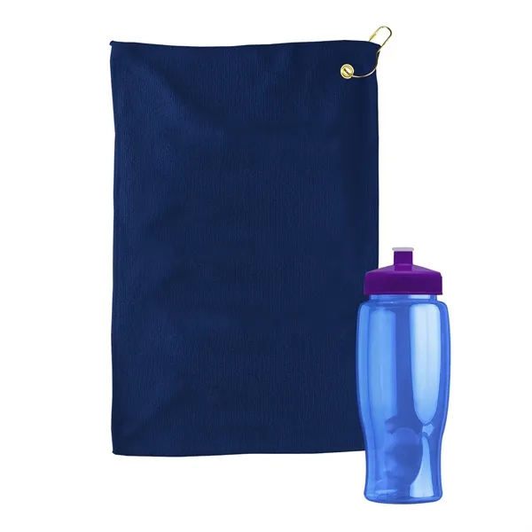 27 oz. Poly-pure transparent bottle with microfiber golf towel. Towel is... from ASI 40480 Koozie Group