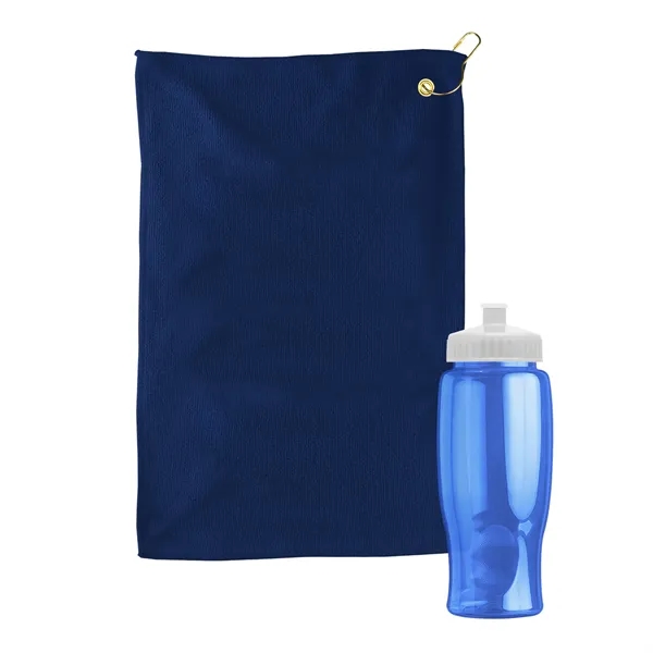 27 oz. Poly-pure transparent bottle with microfiber golf towel. Towel is... from ASI 40480 Koozie Group