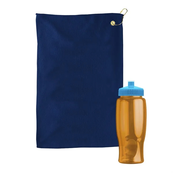 27 oz. Poly-pure transparent bottle with microfiber golf towel. Towel is... from ASI 40480 Koozie Group