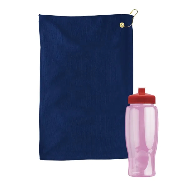 27 oz. Poly-pure transparent bottle with microfiber golf towel. Towel is... from ASI 40480 Koozie Group