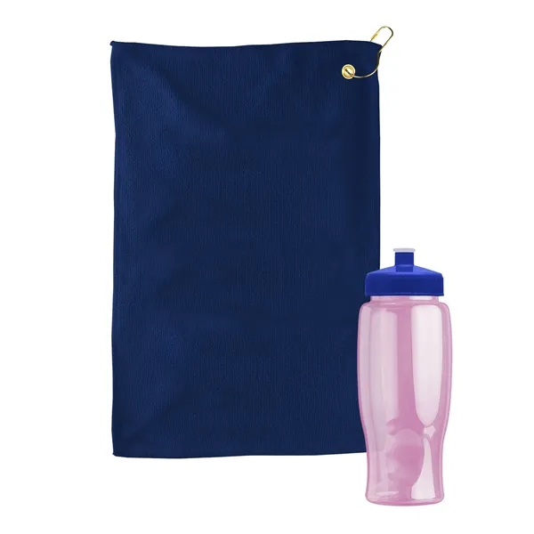 27 oz. Poly-pure transparent bottle with microfiber golf towel. Towel is... from ASI 40480 Koozie Group