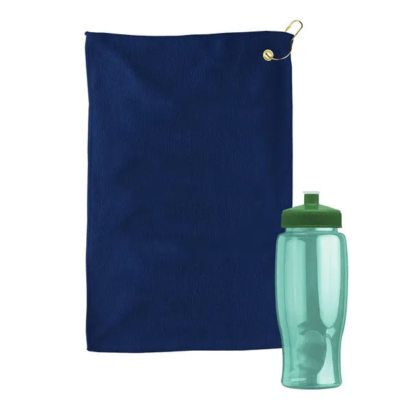 27 oz. Poly-pure transparent bottle with microfiber golf towel. Towel is... from ASI 40480 Koozie Group