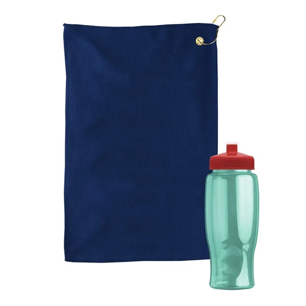 27 oz. Poly-pure transparent bottle with microfiber golf towel. Towel is... from ASI 40480 Koozie Group