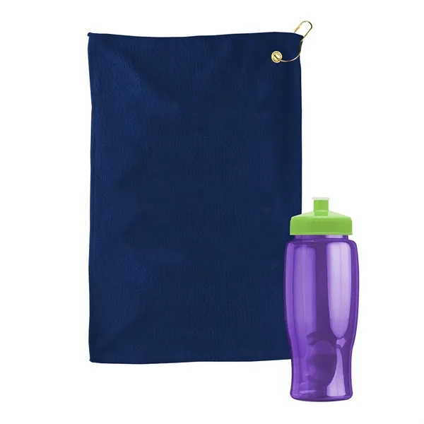 27 oz. Poly-pure transparent bottle with microfiber golf towel. Towel is... from ASI 40480 Koozie Group