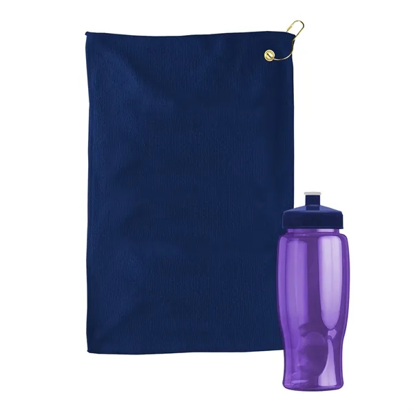 27 oz. Poly-pure transparent bottle with microfiber golf towel. Towel is... from ASI 40480 Koozie Group