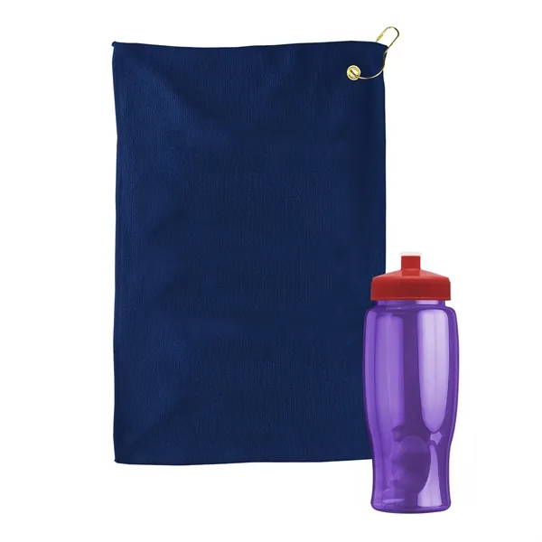27 oz. Poly-pure transparent bottle with microfiber golf towel. Towel is... from ASI 40480 Koozie Group