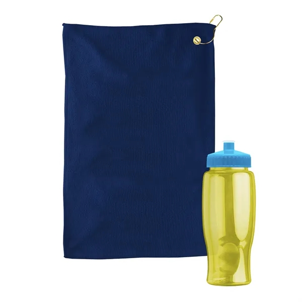 27 oz. Poly-pure transparent bottle with microfiber golf towel. Towel is... from ASI 40480 Koozie Group