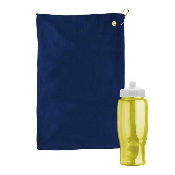 27 oz. Poly-pure transparent bottle with microfiber golf towel. Towel is... from ASI 40480 Koozie Group