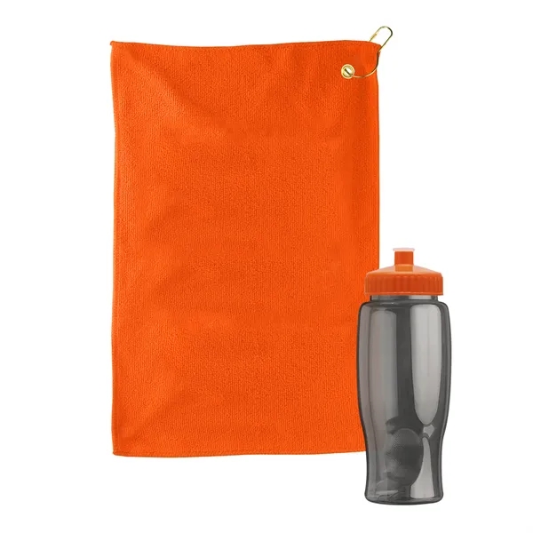 27 oz. Poly-pure transparent bottle with microfiber golf towel. Towel is... from ASI 40480 Koozie Group