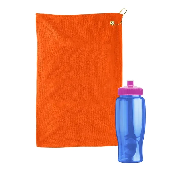 27 oz. Poly-pure transparent bottle with microfiber golf towel. Towel is... from ASI 40480 Koozie Group