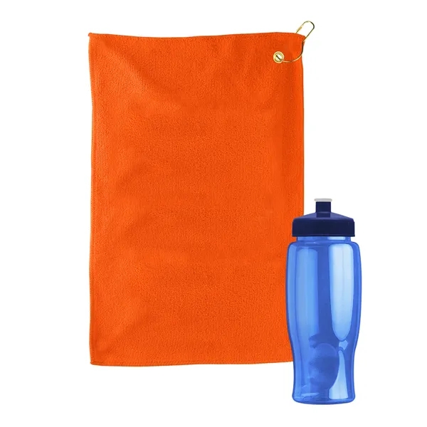27 oz. Poly-pure transparent bottle with microfiber golf towel. Towel is... from ASI 40480 Koozie Group