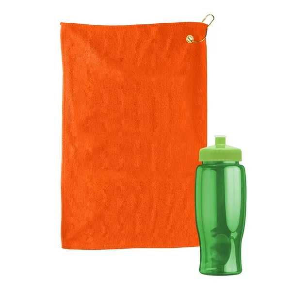 27 oz. Poly-pure transparent bottle with microfiber golf towel. Towel is... from ASI 40480 Koozie Group