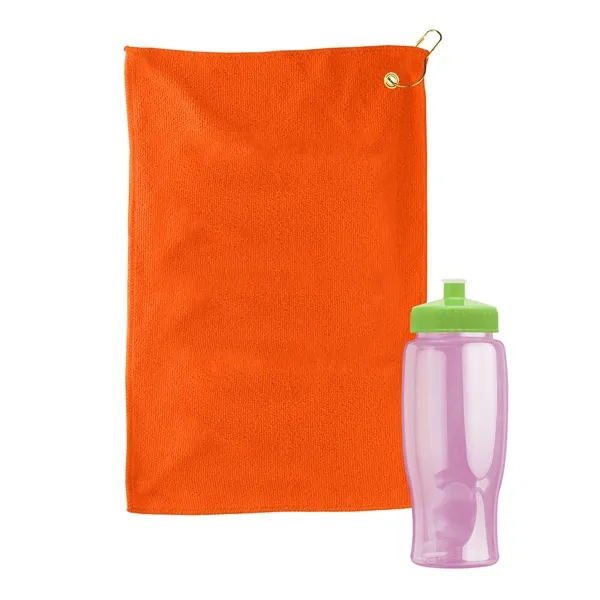 27 oz. Poly-pure transparent bottle with microfiber golf towel. Towel is... from ASI 40480 Koozie Group