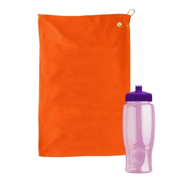 27 oz. Poly-pure transparent bottle with microfiber golf towel. Towel is... from ASI 40480 Koozie Group
