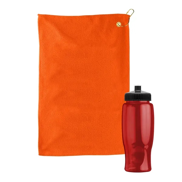 27 oz. Poly-pure transparent bottle with microfiber golf towel. Towel is... from ASI 40480 Koozie Group
