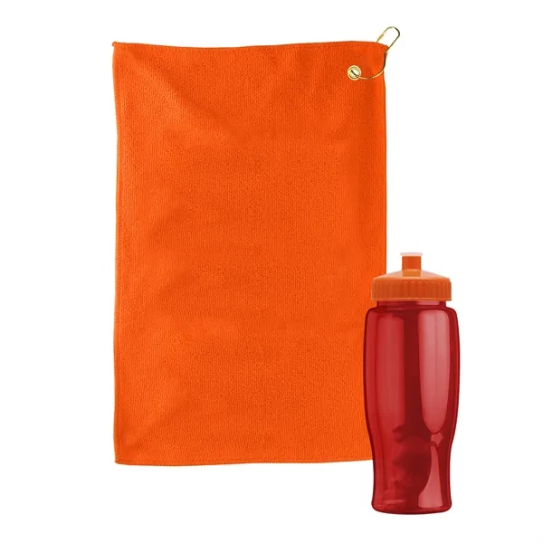 27 oz. Poly-pure transparent bottle with microfiber golf towel. Towel is... from ASI 40480 Koozie Group