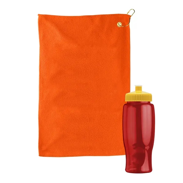 27 oz. Poly-pure transparent bottle with microfiber golf towel. Towel is... from ASI 40480 Koozie Group