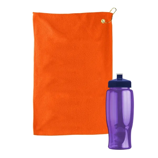 27 oz. Poly-pure transparent bottle with microfiber golf towel. Towel is... from ASI 40480 Koozie Group