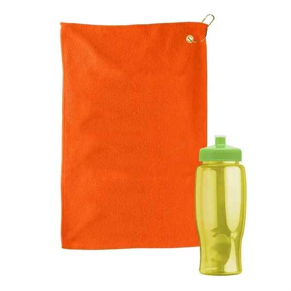27 oz. Poly-pure transparent bottle with microfiber golf towel. Towel is... from ASI 40480 Koozie Group
