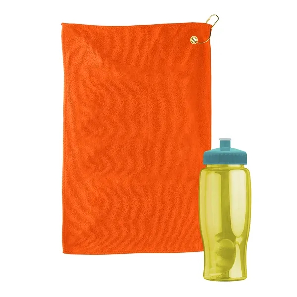 27 oz. Poly-pure transparent bottle with microfiber golf towel. Towel is... from ASI 40480 Koozie Group