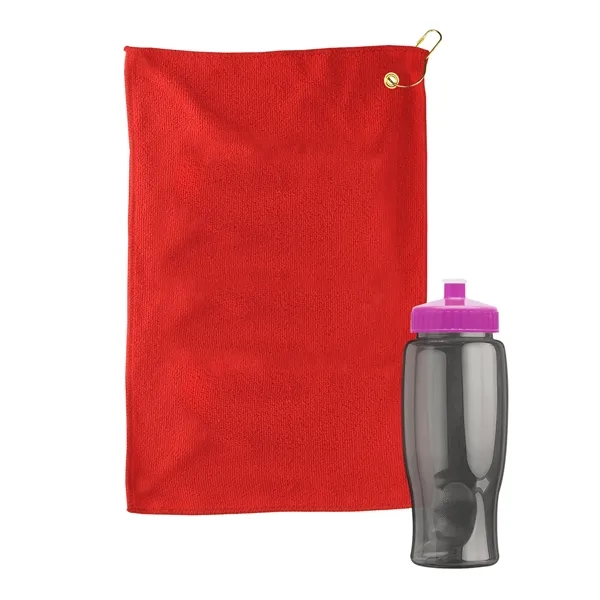 27 oz. Poly-pure transparent bottle with microfiber golf towel. Towel is... from ASI 40480 Koozie Group