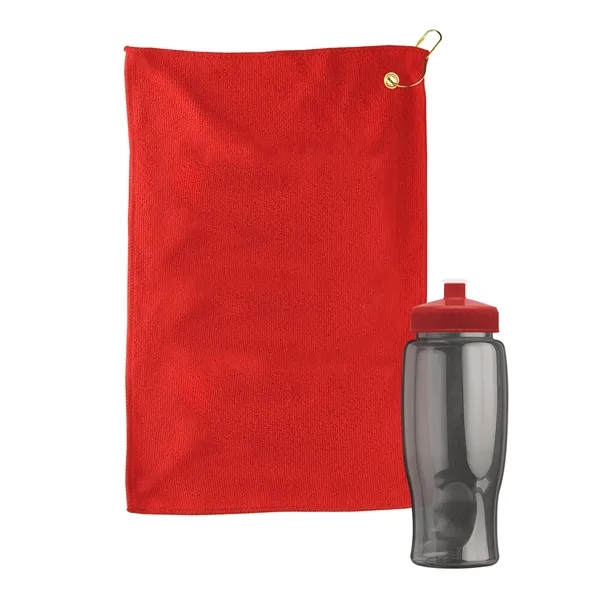 27 oz. Poly-pure transparent bottle with microfiber golf towel. Towel is... from ASI 40480 Koozie Group