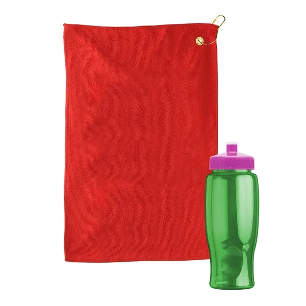 27 oz. Poly-pure transparent bottle with microfiber golf towel. Towel is... from ASI 40480 Koozie Group