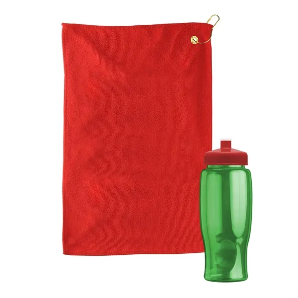 27 oz. Poly-pure transparent bottle with microfiber golf towel. Towel is... from ASI 40480 Koozie Group